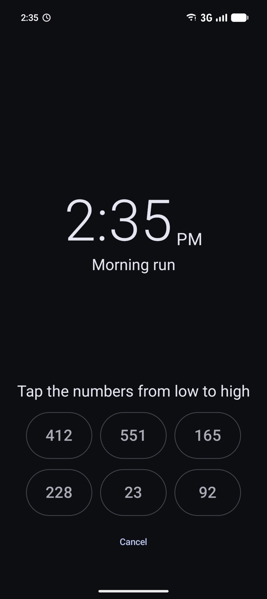 A sum to solve before the alarm stops